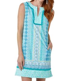 Style 1-937489260-74 Cabana Life Blue Size 4 Spandex Pockets Cocktail Dress on Queenly