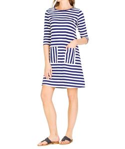 Style 1-3246315680-74 Duffield Lane Blue Size 4 Navy A-line Sorority Jersey Sleeves Cocktail Dress on Queenly