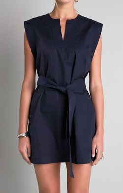 Style 1-1923196606-892 English Factory Blue Size 8 Mini Belt Sorority Navy Cocktail Dress on Queenly