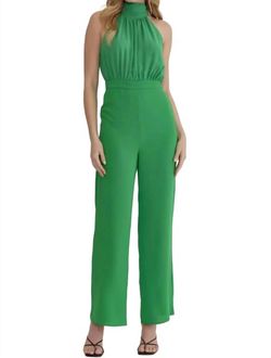 Style 1-360627941-149 entro Green Size 12 Polyester Floor Length 1-360627941-149 Halter Jumpsuit Dress on Queenly