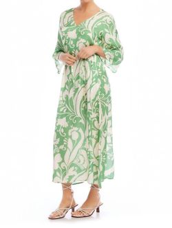 Style 1-3366679430-149 Fifteen Twenty Green Size 12 Bell Sleeves Pockets Print Sleeves Straight Dress on Queenly