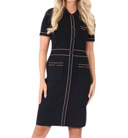 Style 1-1100567614-892 Frank Lyman Black Size 8 Mini High Neck Pockets Cocktail Dress on Queenly