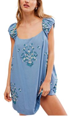 Style 1-2122708366-149 Free People Blue Size 12 Summer Plus Size Cocktail Dress on Queenly