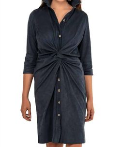 Style 1-1874265930-149 GRETCHEN SCOTT Blue Size 12 Suede Plus Size Navy Cocktail Dress on Queenly