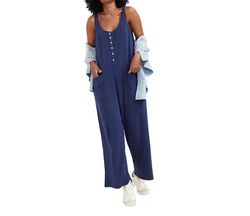 Style 1-3790269810-5 Hatch Blue Size 0 Jewelled Pockets Pattern 1-3790269810-5 Jumpsuit Dress on Queenly