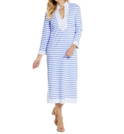 Style 1-1226453912-149 JUDE CONNALLY Blue Size 12 Spandex Sleeves Plus Size Straight Dress on Queenly