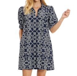 Style 1-3227581646-70 JUDE CONNALLY Blue Size 0 Sorority Pockets Spandex Navy Cocktail Dress on Queenly