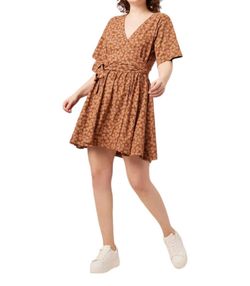 Style 1-3359845511-70 Known Supply Brown Size 0 1-3359845511-70 Floral Sorority Cocktail Dress on Queenly