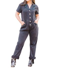 Style 1-2164404147-1691 Layerz Clothing Black Size 16 High Neck Pockets Turquoise Plus Size Jumpsuit Dress on Queenly