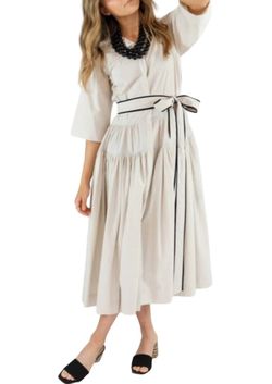 Style 1-2121170691-892 Les Filles d'Ailleurs White Size 8 Engagement Pockets Sleeves Straight Dress on Queenly