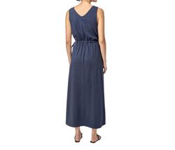 Style 1-113161854-149 Lilla P Blue Size 12 V Neck Black Tie Plus Size Straight Dress on Queenly