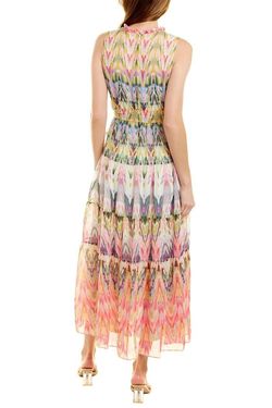 Style 1-3195206886-1498 Maison Tara Pink Size 4 Belt Print Tulle Straight Dress on Queenly