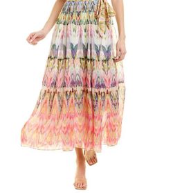 Style 1-3195206886-1498 Maison Tara Pink Size 4 Belt Print Tulle Straight Dress on Queenly