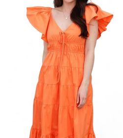 Style 1-3528938566-149 MOON RIVER Orange Size 12 V Neck Pockets Plus Size Straight Dress on Queenly