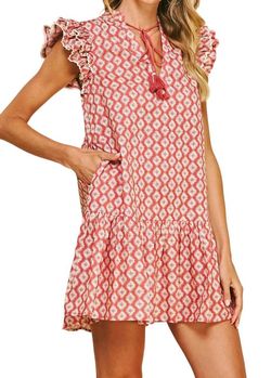 Style 1-284454422-892 PINCH Red Size 8 Print Sleeves Mini Cocktail Dress on Queenly