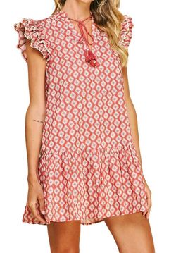 Style 1-284454422-892 PINCH Red Size 8 Print Sleeves Mini Cocktail Dress on Queenly