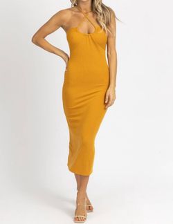 Style 1-4015385577-74 Pretty Garbage Yellow Size 4 Tall Height Fitted Polyester Spandex Halter Cocktail Dress on Queenly