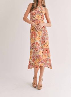 Style 1-1762804073-892 SAGE THE LABEL Yellow Size 8 Free Shipping Tall Height Halter Floral Cocktail Dress on Queenly