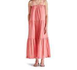 Style 1-2583844906-70 STEVE MADDEN Pink Size 0 Ruffles Square Neck Peach Straight Dress on Queenly