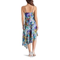 Style 1-2866328385-74 STEVE MADDEN Blue Size 4 Free Shipping 1-2866328385-74 Spaghetti Strap Polyester Floral Cocktail Dress on Queenly