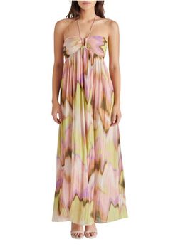 Style 1-309333445-70 STEVE MADDEN Pink Size 0 Military Floor Length Halter Straight Dress on Queenly