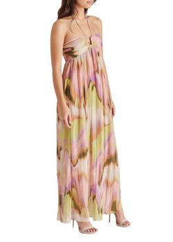 Style 1-309333445-74 STEVE MADDEN Pink Size 4 Military Floor Length Halter Straight Dress on Queenly