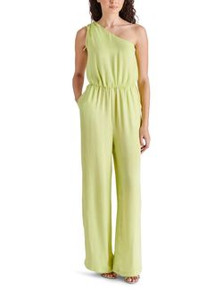 Style 1-388846902-74 STEVE MADDEN Green Size 4 Polyester One Shoulder Jewelled Jumpsuit Dress on Queenly