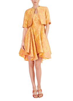 Style 1-2574363736-162 Talbot Runhof Yellow Size 6 Mini High Neck Polyester Cocktail Dress on Queenly