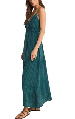 Style 1-2612806313-74 Z Supply Green Size 4 Lace Military Spaghetti Strap Straight Dress on Queenly