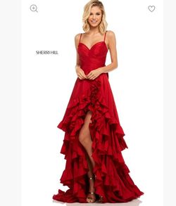 Sherri Hill Red Size 2 Floor Length One Shoulder Pageant Ball gown on Queenly