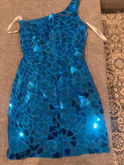 Sherri Hill Blue Size 0 Free Shipping Mini One Shoulder Cocktail Dress on Queenly