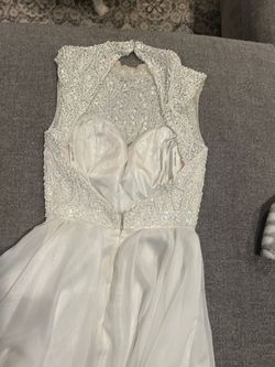 Sherri Hill White Size 0 Flare High Neck Bachelorette Cocktail Dress on Queenly