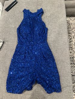 Ashley Lauren Blue Size 0 Halter Mini Cocktail Dress on Queenly