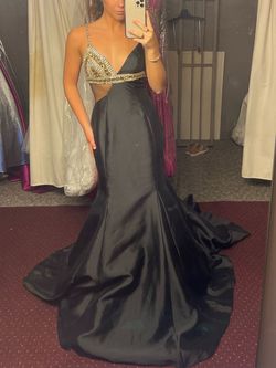 Jovani Black Size 6 Prom Train Satin Mermaid Dress on Queenly