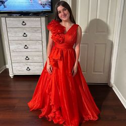 Mac Duggal Red Size 2 Jersey Ball gown on Queenly