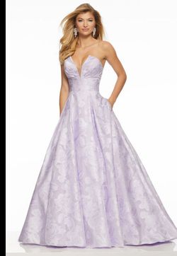 Style 43080 Mori Lee Purple Size 2 43080 Floor Length Jersey Ball gown on Queenly