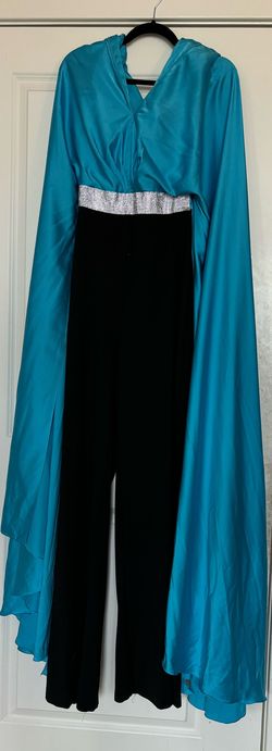 Johnathan Kayne Blue Size 10 Floor Length Pageant Plunge Jumpsuit Dress on Queenly