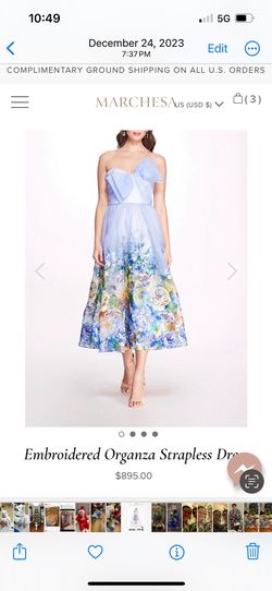 Marchesa Blue Size 10 Jersey A-line Dress on Queenly