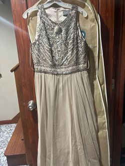 Theia Nude Size 10 Floor Length Jersey High Neck Ball gown on Queenly