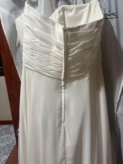 Caterina White Size 12 Jersey Strapless Wedding Ball gown on Queenly