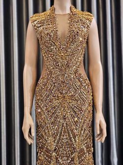 Gold Size 6 A-line Dress on Queenly