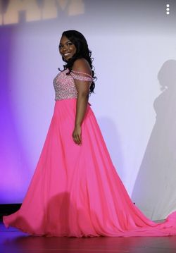 Style 11253 Ashley Lauren Pink Size 12 Plus Size Floor Length Pageant A-line Dress on Queenly