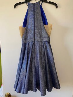 Sherri Hill Blue Size 00 Jersey Plunge Cocktail Dress on Queenly