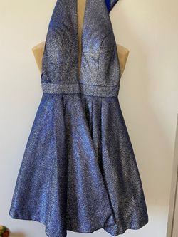 Sherri Hill Blue Size 00 Jersey Plunge Cocktail Dress on Queenly