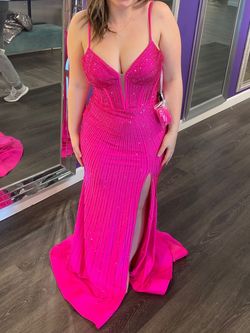 Sherri Hill Pink Size 8 Medium Height Plunge Side slit Dress on Queenly