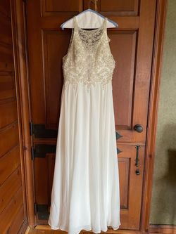 Style Maren Maggie Sottero White Size 10 Jersey Maren Short Height Wedding A-line Dress on Queenly