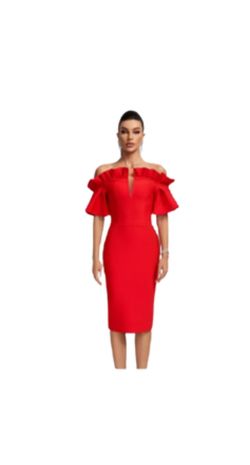 Wolddress Red Size 6 Jersey Cocktail Dress on Queenly