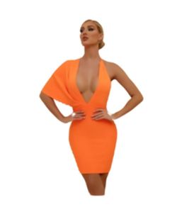 Wolddress Orange Size 6 Halter Cocktail Dress on Queenly