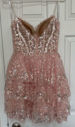 Sherri Hill Pink Size 6 Plunge Prom Cocktail Dress on Queenly