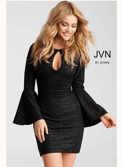 Jovani Black Size 4 High Neck Jersey Cocktail Dress on Queenly